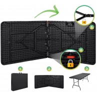 Į dėklą sulankstomas RATTAN maitinimo stalas - 180 cm juodas Baldai