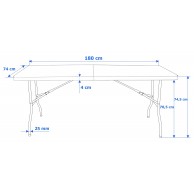 Į dėklą sulankstomas RATTAN maitinimo stalas - 180 cm juodas Baldai