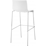 Hover baro kėdė, plastikinė, 4 kojų pagrindo, balta, chromuota