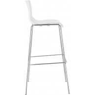 Hover baro kėdė, plastikinė, 4 kojų pagrindo, balta, chromuota