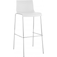 Hover baro kėdė, plastikinė, 4 kojų pagrindo, balta, chromuota