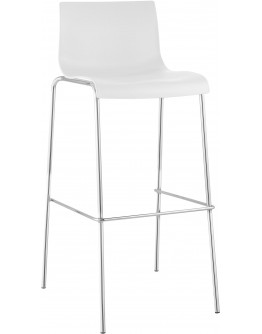 Hover baro kėdė, plastikinė, 4 kojų pagrindo, balta, chromuota