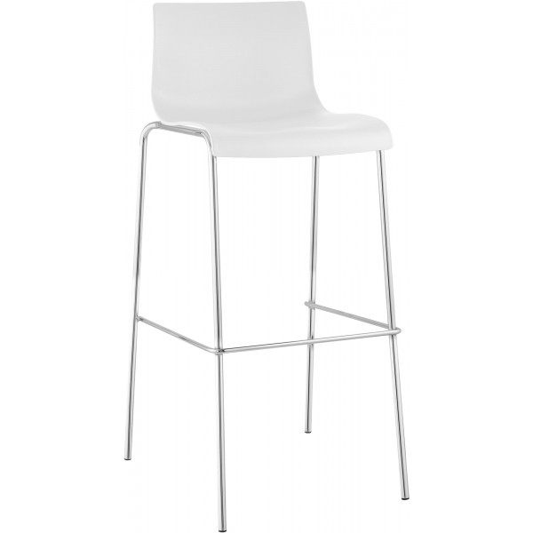Hover baro kėdė, plastikinė, 4 kojų pagrindo, balta, chromuota