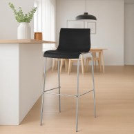 Hover baro kėdė, plastikinė, 4 kojos, juoda, chromuota