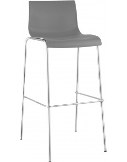 Hover baro kėdė, plastikinė, 4 kojų pagrindo, pilkos spalvos, chromuota
