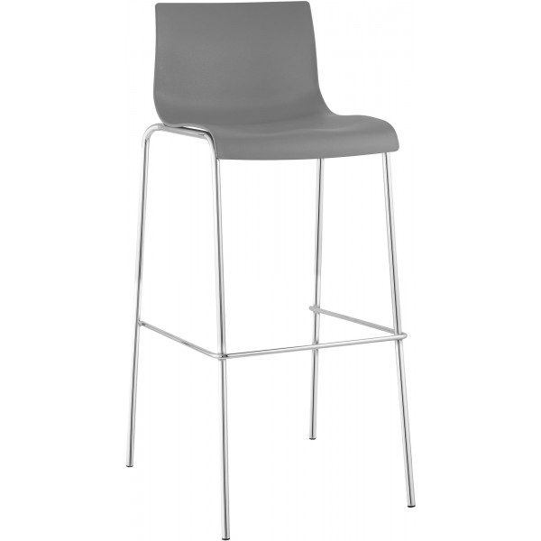 Hover baro kėdė, plastikinė, 4 kojų pagrindo, pilkos spalvos, chromuota