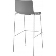 Hover baro kėdė, plastikinė, 4 kojų pagrindo, pilkos spalvos, chromuota