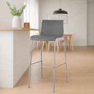 Hover baro kėdė, plastikinė, 4 kojų pagrindo, pilkos spalvos, chromuota
