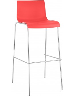 Hover baro kėdė, plastikinė, 4 kojos, raudona, chromuota