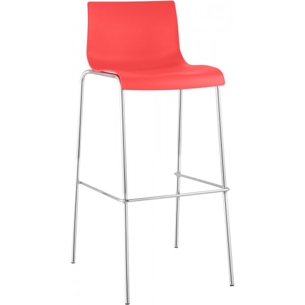 Hover baro kėdė, plastikinė, 4 kojos, raudona, chromuota