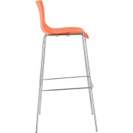 Hover baro kėdė, plastikinė, 4 kojų pagrindo, oranžinė, chromuota