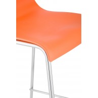 Hover baro kėdė, plastikinė, 4 kojų pagrindo, oranžinė, chromuota