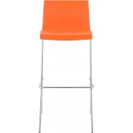 Hover baro kėdė, plastikinė, 4 kojų pagrindo, oranžinė, chromuota