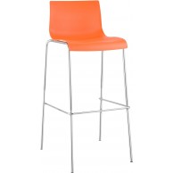 Hover baro kėdė, plastikinė, 4 kojų pagrindo, oranžinė, chromuota