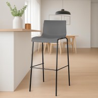 Hover baro kėdė, plastikinė, 4 kojos, pilka, juoda