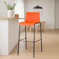 Hover baro kėdė, plastikinė, 4 kojos, oranžinė, juoda