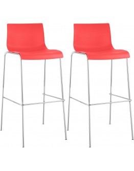 2 baro kėdžių rinkinys HOVER plastikinis 4 kojų rėmas raudonas, chromas