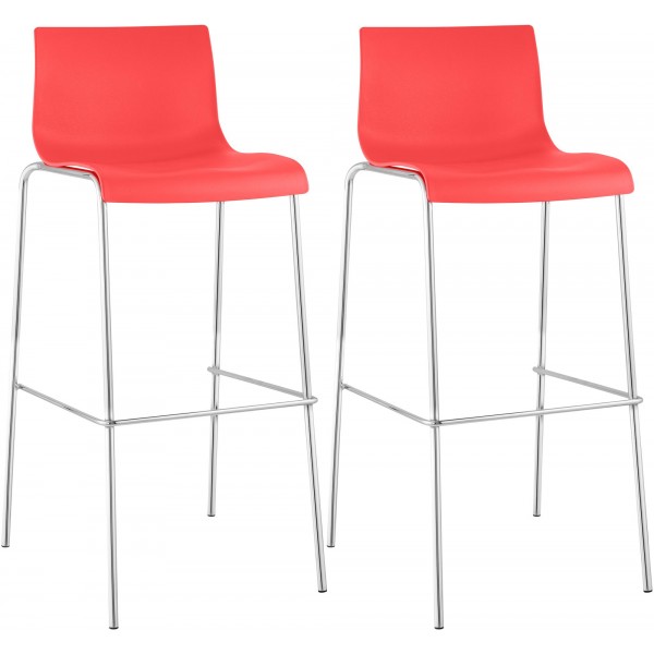 2 baro kėdžių rinkinys HOVER plastikinis 4 kojų rėmas raudonas, chromas