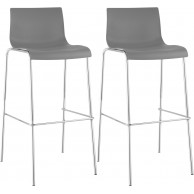 2 baro kėdžių rinkinys HOVER plastikinis 4 kojų rėmas pilkos spalvos, chromuotas