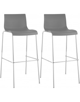 2 baro kėdžių rinkinys HOVER plastikinis 4 kojų rėmas pilkos spalvos, chromuotas