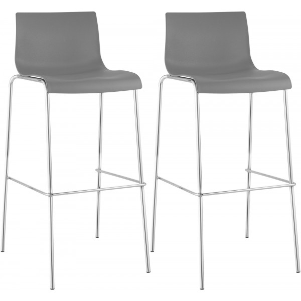 2 baro kėdžių rinkinys HOVER plastikinis 4 kojų rėmas pilkos spalvos, chromuotas