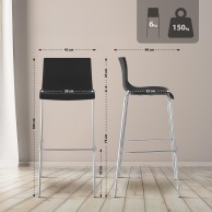 2 baro kėdžių rinkinys HOVER plastikinis 4 kojų rėmas juodas, chromuotas