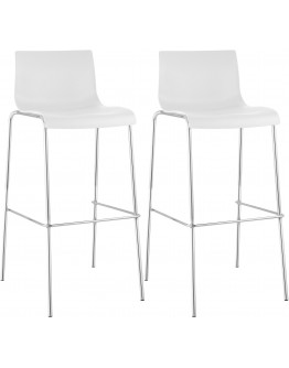 2 baro kėdžių rinkinys HOVER plastikinis 4 kojų rėmas baltas, chromuotas