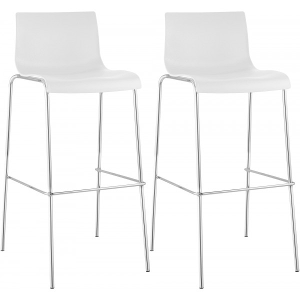 2 baro kėdžių rinkinys HOVER plastikinis 4 kojų rėmas baltas, chromuotas