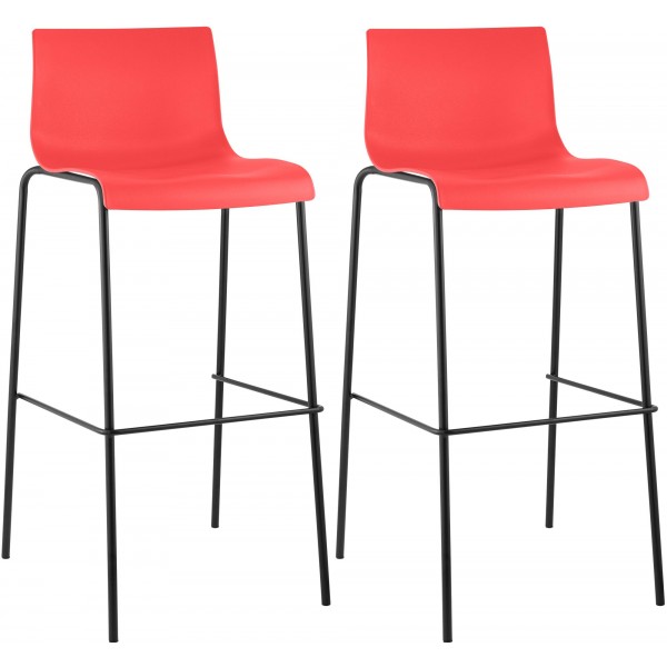 2 baro kėdžių rinkinys HOVER plastikinis 4 kojų rėmas raudonas, juodas