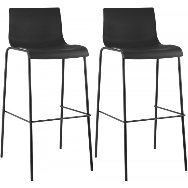2 baro kėdžių rinkinys HOVER plastikinis 4 kojų rėmas juodas, juodas