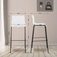 2 baro kėdžių rinkinys HOVER plastikinis 4 kojų rėmas baltas, juodas
