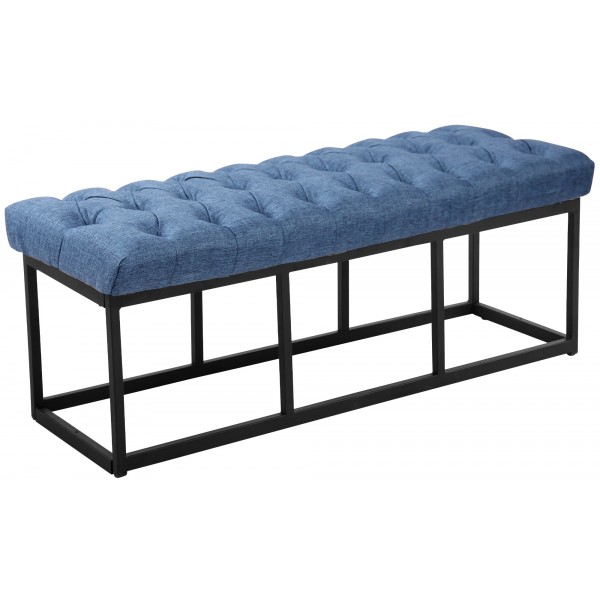 Sėdimoji suolelė „Amun“ iš audinio, juoda, 120 cm - PirkPatogiai.lt