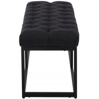 Sėdimoji suolelė „Amun“ iš audinio, juoda, 150 cm