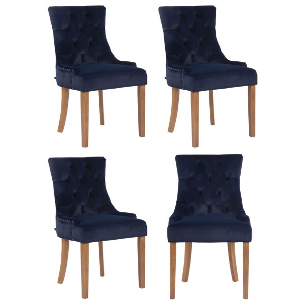 4 vnt. valgomojo kėdžių rinkinys „Aberdeen“ iš šviesiai senovinio atspalvio aksomo