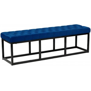Sėdimoji suolelė „Polson“ iš juodo aksomo, 150 cm