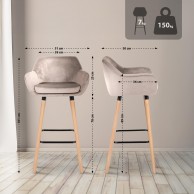 2 vnt. baro kėdžių rinkinys „Grant“ iš aksomo