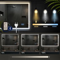 Vonios veidrodis Jaffrey 70x100 su „Bluetooth“ - PirkPatogiai.lt