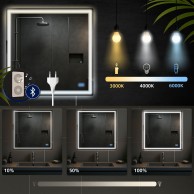 Vonios veidrodis Jaffrey 80x80 su „Bluetooth“ - PirkPatogiai.lt