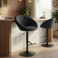 Baras kėdė Londonas Velvetas juodas