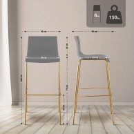 2 vnt. baro kėdžių rinkinys Hoover plastikinės 4 kojos auksinės