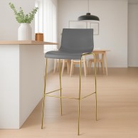 2 vnt. baro kėdžių rinkinys Hoover plastikinės 4 kojos auksinės