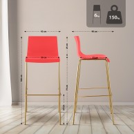 2 vnt. baro kėdžių rinkinys Hoover plastikinis 4 kojos auksas