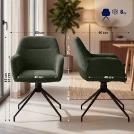 2 vnt. valgomojo kėdžių rinkinys „Merlinda“ su „Teddy“ audiniu