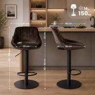 2 vnt. baro kėdžių rinkinys „HD Milet B“ iš aksomo