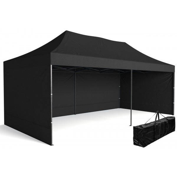 Ekspress prekybos paviljonas - 3x6 m - 3 sienos - juodas - PirkPatogiai.lt