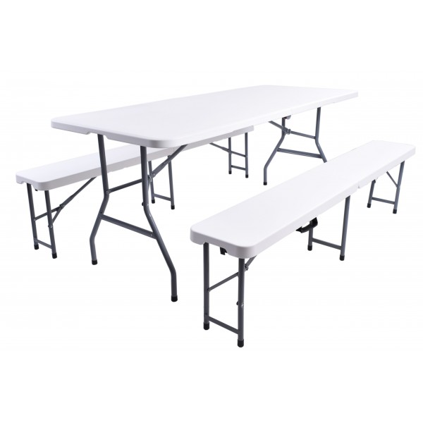 Maitinimo rinkinys FETA WHITE stalas + 2 suolai Baldai