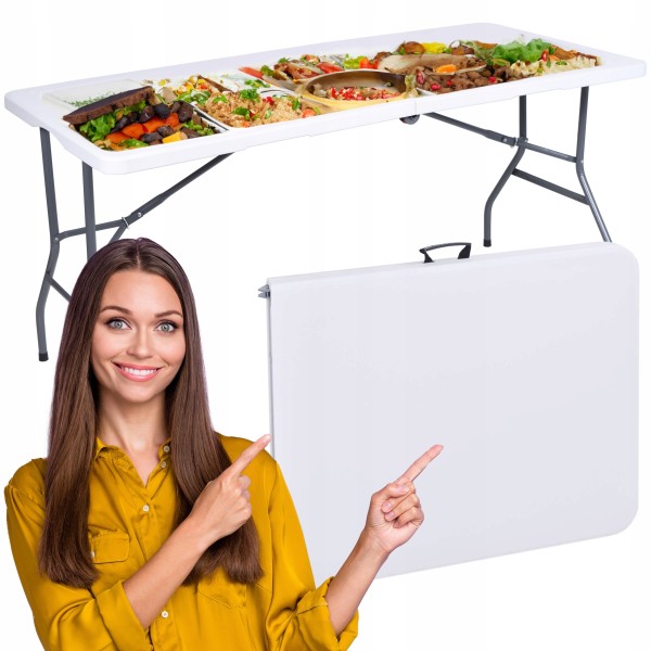RICO maitinimo stalas, sulankstomas dėkle 152 cm, baltas Baldai