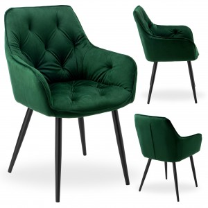 NEVADA VELVET tamsiai žalia aksomo kėdė