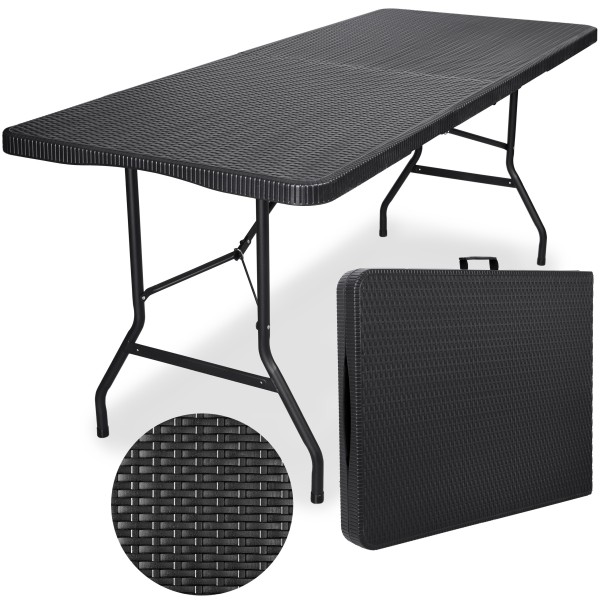 Į dėklą sulankstomas RATTAN maitinimo stalas - 180 cm juodas Baldai