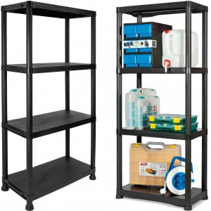 "IRVING" plastikinė lentyna 4 lygių, juoda